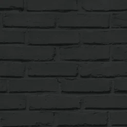 Papier peint imitation brique vinyle sur intissé Luynes GoodHome noir