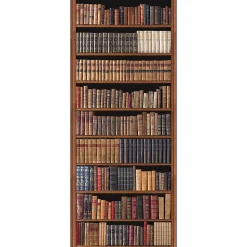 Papier peint intissé 250 cm X 96 cm, Collection de livres anciens, Photo d'une bibliothèque ancienne marron, Panoramique, Décorati