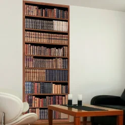 Papier peint intissé 250 cm X 96 cm, Collection de livres anciens, Photo d'une bibliothèque ancienne marron, Panoramique, Décorati