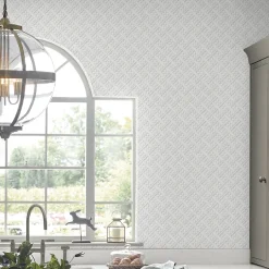 Papier peint intissé à peindre imprimé géométrique en relief blanc L.1000 x l.52 cm Laura Ashley Mr.Jones
