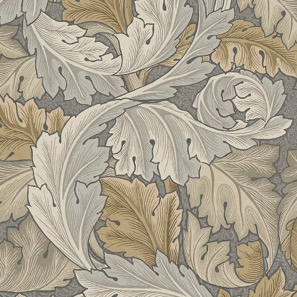 Papier peint intissé Ancanthus neutral imprimé feuillage beige crème L.1000 x l.52cm William Morris