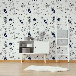 Papier Peint Intissé ASTRONAUTES Cosmos Pour Chambre D'Enfant