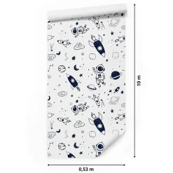 Papier Peint Intissé ASTRONAUTES Cosmos Pour Chambre D'Enfant