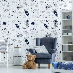 Papier Peint Intissé ASTRONAUTES Cosmos Pour Chambre D'Enfant