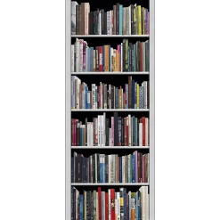 Papier peint intissé Bibliothèque Blanche et Littératures Colorées, 250 cm X 96 cm, Photo Moderne, Décoration Murale.