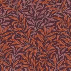 Papier peint intissé Blackthorn plum imprimé fleurs violet, terracotta L.1000 x l.52cm William Morris