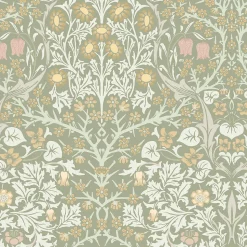 Papier peint intissé Blackthorn vert L.1000 x l.52cm William Morris