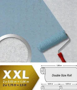 Papier peint intissé blanc à peindre texturé EDEM 80301BR60 décorative de tissu grossier jute double