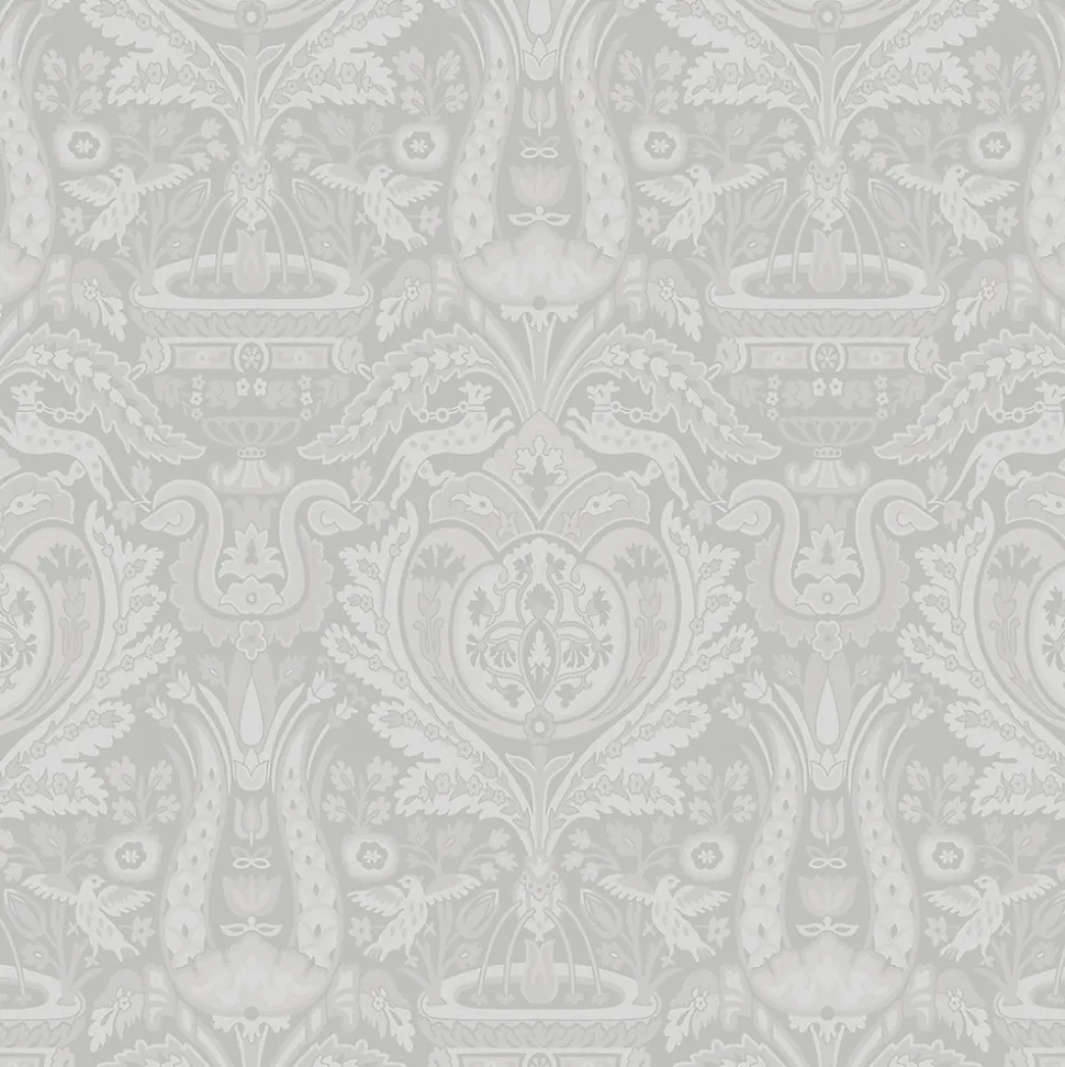 Papier peint intissé Damask Herladic imprimé damassé gris L.1000 x l.52cm Laura Ashley