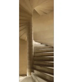 Papier peint intissé décoratif unique - 94 cm X 250 cm - Photo d'escalier de pierre ancienne pour décoration intérieure.