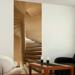 Papier peint intissé décoratif unique - 94 cm X 250 cm - Photo d'escalier de pierre ancienne pour décoration intérieure.