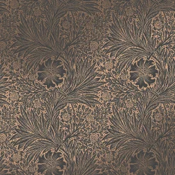 Papier peint intissé effet métallique Marigold fibrous imprimé fleurs brun, gris anthracite L.1000 x l.52cm William Morris