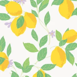 Papier peint intissé Feeling fruity imprimé feuilles citrons jaune L.1000 x l.52cm Envy