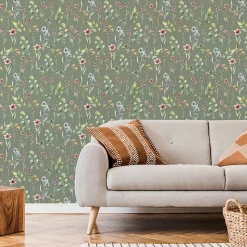 Papier Peint Intissé FLEURS Printemps Feuilles Délicat Pour Salon
