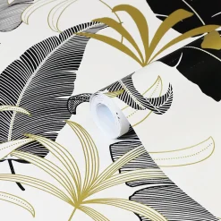 Papier peint intissé GoodHome Selago noir or et blanc