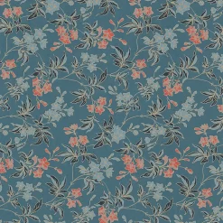 Papier peint intissé Heritage fleurs bleu, or, rouge l.1005 x l.53cm Lutèce