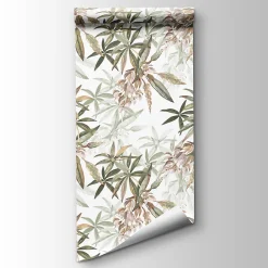 Papier peint intissé imprimé tropical vert, beige L.1001 x l.53cm Ugèpa