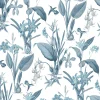 Papier peint intissé Jardin Secret Lutece mat et satiné fleurs bleu, blanc l.1000 x l.53 cm