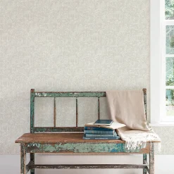 Papier peint intissé Jardin Secret Lutece mat et satiné toile de jouy, japonaise taupe l.1000 x l.53 cm