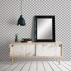Papier peint intissé Jardin Secret Lutece mat et satiné hexagone blanc, noir l.1000 x l.53 cm
