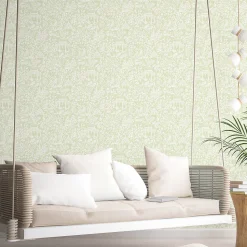 Papier peint intissé Jardin Secret Lutece mat et satiné enfant, animaux vert, blanc l.1000 x l.53 cm