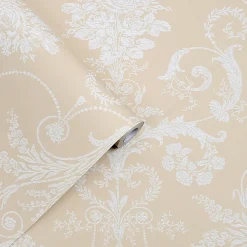Papier peint intissé Josette imprimé bouquet de roses beige L.1000 x l.52cm Laura Ashley