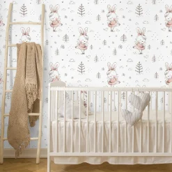 Papier Peint Intissé LAPINS Dansant Pour Chambre D'Enfant