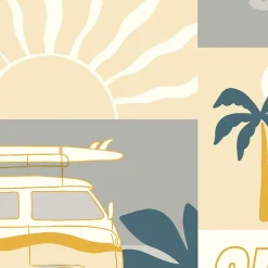 Papier peint intissé Les aventures surf jaune et gris L.1005 x l.53cm Lutèce