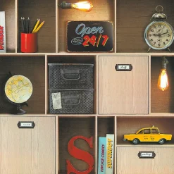 Papier peint intissé les aventures étagère vintage