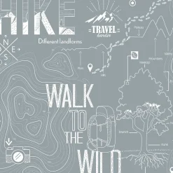 Papier peint intissé les aventures " Walk to the wild " bleu grisé L.1005 x l.53cm Lutèce