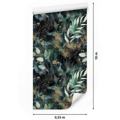 Papier Peint Intissé NATURE Feuilles Aquarelle Pour Salon