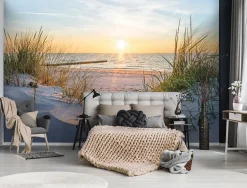 Papier Peint Intissé Panoramique Mer Plage Paysage Nature 400x280 cm - Colle Inclus - Chambre et Salon - Papier Peint 3D