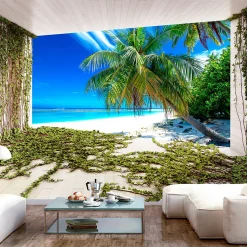 Papier peint intissé panoramique paysage beach and ivy 300x210 cm