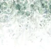Papier Peint Intissé Panoramique Feuilles Vert 400x280 cm - Colle Inclus - Colle Inclus - Chambre et Salon - Vert Blanc Nature