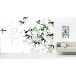 Papier peint intissé PEINTURE CHINOISE 400 x 270 cm (LxH) - Tapisserie murale panoramique XXL, Made in France par Scenolia