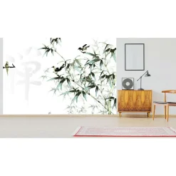 Papier peint intissé PEINTURE CHINOISE 400 x 270 cm (LxH) - Tapisserie murale panoramique XXL, Made in France par Scenolia