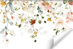 Papier Peint Intissé Photo Pour Salon FLEURS Colorées Feuilles Plantes Nature 405cm x 270cm