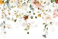 Papier Peint Intissé Photo Pour Salon FLEURS Colorées Feuilles Plantes Nature 405cm x 270cm