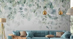 Papier Peint Intissé Photo FEUILLES Plantes Aquarelle Nature Pour Chambre 360cm x 240cm