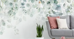 Papier Peint Intissé Photo FEUILLES Plantes Aquarelle Nature Pour Chambre 360cm x 240cm