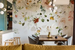 Papier Peint Intissé Photo Pour Salon FLEURS Colorées Feuilles Plantes Nature 270cm x 180cm