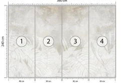 Papier Peint Intissé Photo Pour Salon FEUILLES Béton Abstraction 360cm x 240cm