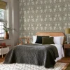 Papier peint intissé Pimpernel navy imprimé fleurs beige L.1000 x l.52cm William Morris