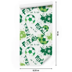 Papier Peint Intissé Pour La Chambre Football BALLE Inscriptions Vertes