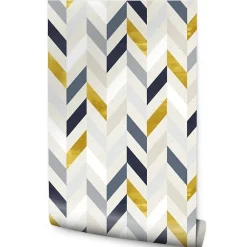 Papier Peint Intissé Pour Salon MOTIF Géométrique Coloré
