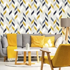 Papier Peint Intissé Pour Salon MOTIF Géométrique Coloré