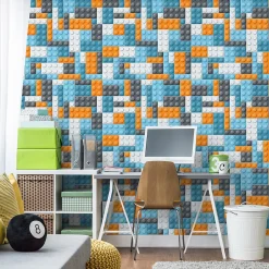 Papier Peint Intissé Pour Chambre D'Enfant Blocks Colorées