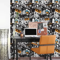 Papier Peint Intissé Pour Chambre D'Enfant FOOTBALL Graffiti Sport