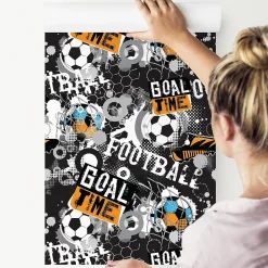 Papier Peint Intissé Pour Chambre D'Enfant FOOTBALL Graffiti Sport