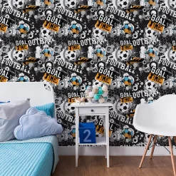 Papier Peint Intissé Pour Chambre D'Enfant FOOTBALL Graffiti Sport